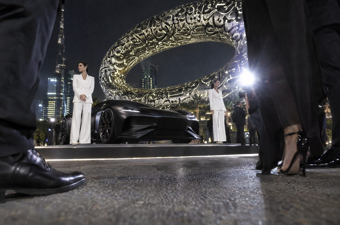 Car launch outside the Museum of the Future